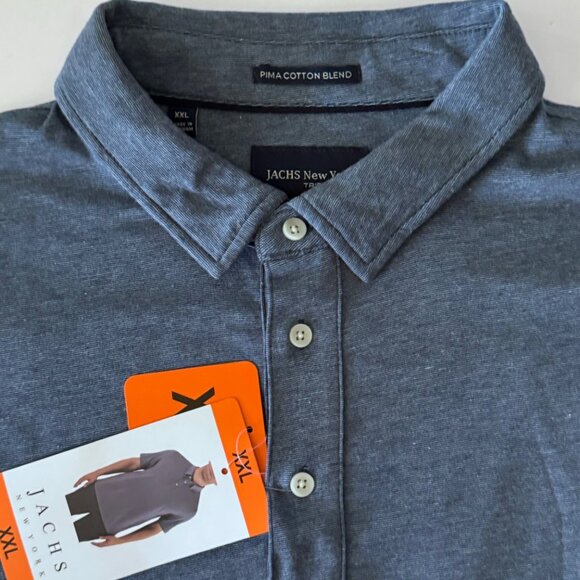 Mens Polo Shirt XXL Blue Jachs New York Pima Cotton Pull Over 2XL - Picture 2 of 9